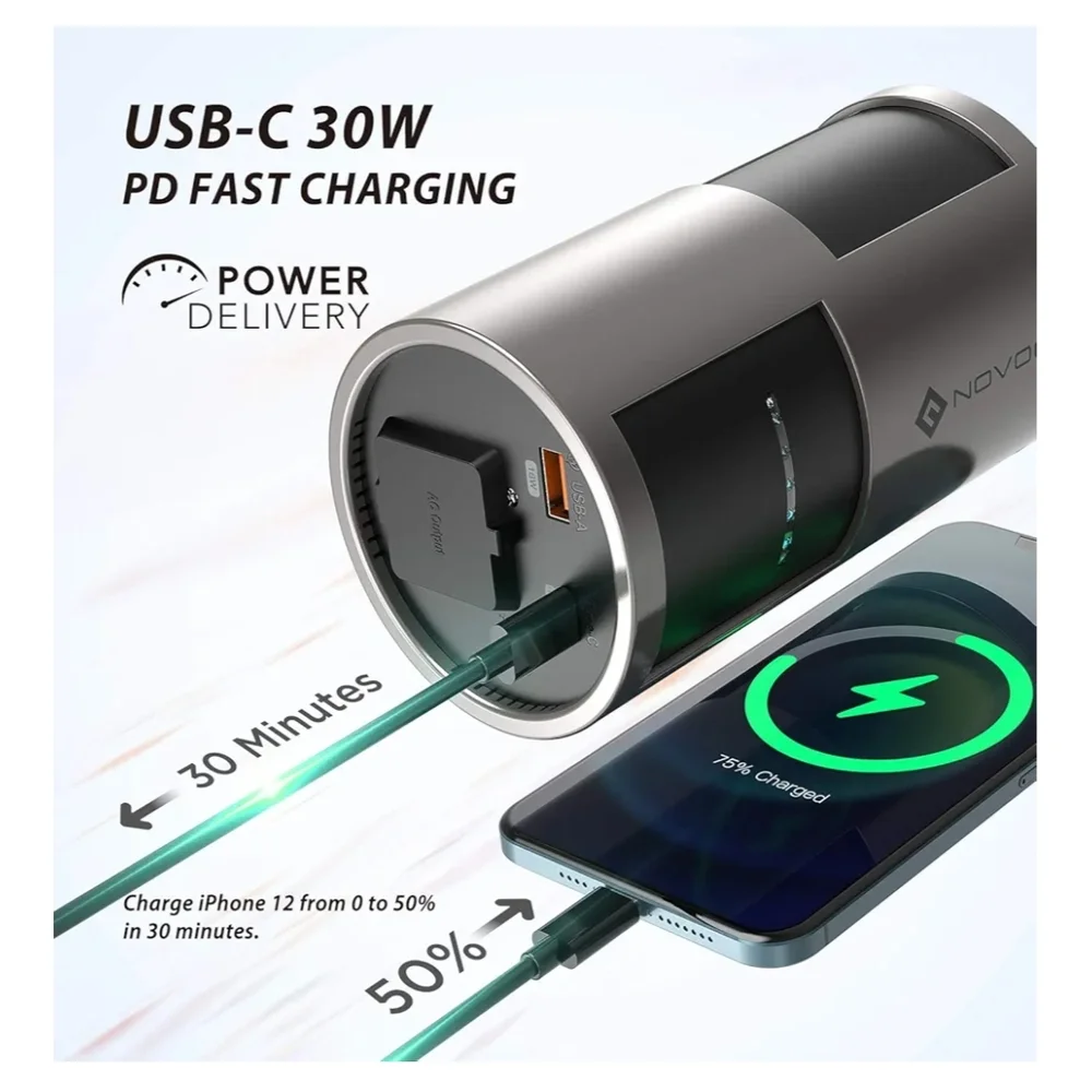 NOVOO Power Bank AC Outlet 85W 81Wh/22500mAh Laptop Portable Charger with USB-C